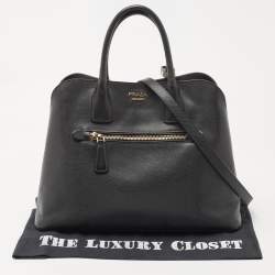 Prada Black Saffiano Leather Promenade Satchel