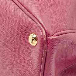 Pre Owned Prada Pink Saffiano Lux Leather Medium Double Zip Tote