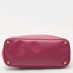 Pre Owned Prada Pink Saffiano Lux Leather Medium Double Zip Tote