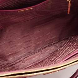 Pre Owned Prada Pink Saffiano Lux Leather Medium Double Zip Tote