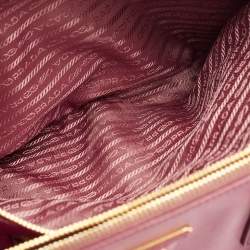 Pre Owned Prada Pink Saffiano Lux Leather Medium Double Zip Tote