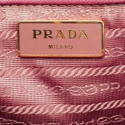 Pre Owned Prada Pink Saffiano Lux Leather Medium Double Zip Tote