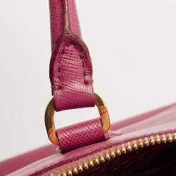 Pre Owned Prada Pink Saffiano Lux Leather Medium Double Zip Tote
