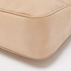 Prada Beige Nylon and Leather Re-Edition 2005 Baguette Bag