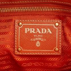 Pre Owned Prada Orange Tessuto Nylon and Saffiano Lux Leather Oro Tote