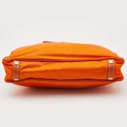 Pre Owned Prada Orange Tessuto Nylon and Saffiano Lux Leather Oro Tote
