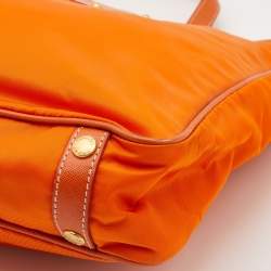 Pre Owned Prada Orange Tessuto Nylon and Saffiano Lux Leather Oro Tote
