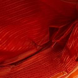 Pre Owned Prada Orange Tessuto Nylon and Saffiano Lux Leather Oro Tote