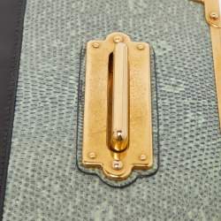 Prada Black/Green Leather and Lizard Cahier Shoulder Bag