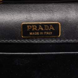 Prada Black/Green Leather and Lizard Cahier Shoulder Bag
