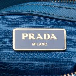 Pre Owned Prada Blue Saffiano Lux Leather Small Galleria Tote