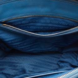 Pre Owned Prada Blue Saffiano Lux Leather Small Galleria Tote