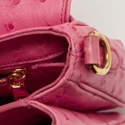 Prada Pink Ostrich Leather Mini Sound Top Handle Bag