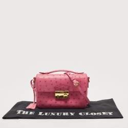 Prada Pink Ostrich Leather Mini Sound Top Handle Bag