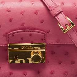 Prada Pink Ostrich Leather Mini Sound Top Handle Bag