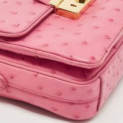 Prada Pink Ostrich Leather Mini Sound Top Handle Bag