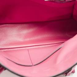 Prada Pink Saffiano Cuir Leather Twin Turnlock Tote