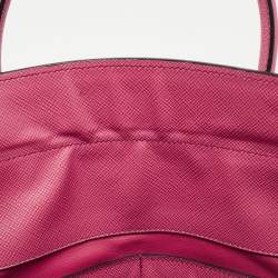 Prada Pink Saffiano Cuir Leather Twin Turnlock Tote