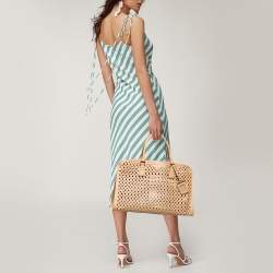 Pre Owned Prada Beige Saffiano Lux Leather Perforated Satchel