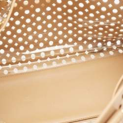 Pre Owned Prada Beige Saffiano Lux Leather Perforated Satchel