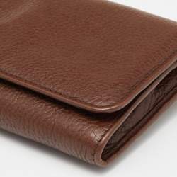 Pre Owned Prada Brown Leather Flap Continental Wallet