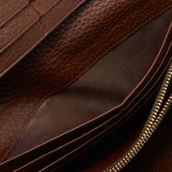 Pre Owned Prada Brown Leather Flap Continental Wallet