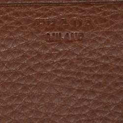 Pre Owned Prada Brown Leather Flap Continental Wallet