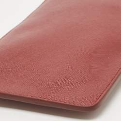 Pre Owned Prada Brown Saffiano Lux Leather Wristlet Pouch