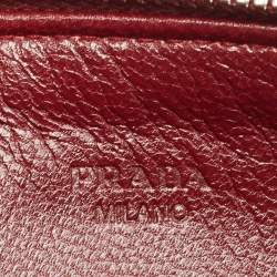 Pre Owned Prada Brown Saffiano Lux Leather Wristlet Pouch