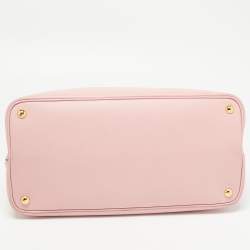 Prada Pink Saffiano Cuir Leather Medium Double Handle Tote