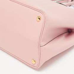 Prada Pink Saffiano Cuir Leather Medium Double Handle Tote