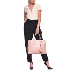 Prada Double Saffiano Leather Tote in Tamaris/Peach 