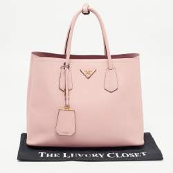 Prada Pink Saffiano Cuir Leather Medium Double Handle Tote