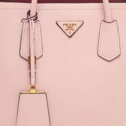 Prada Pink Saffiano Cuir Leather Medium Double Handle Tote
