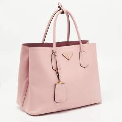 Prada Pink Saffiano Cuir Leather Medium Double Handle Tote