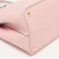 Prada Pink Saffiano Cuir Leather Medium Double Handle Tote