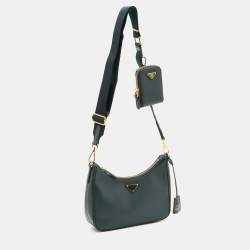 Prada Green Saffiano Leather Re-Edition 2005 Baguette Bag