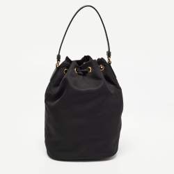 Prada Black Nylon Duet Bucket Shoulder Bag 
