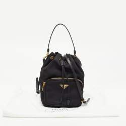 Prada Black Nylon Duet Bucket Shoulder Bag 