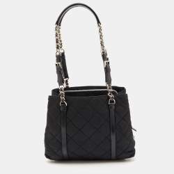 Prada Black Quilted Nylon and Leather Chain Tote