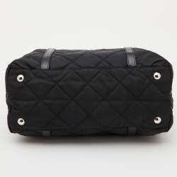 Prada Black Quilted Nylon and Leather Chain Tote