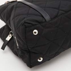 Prada Black Quilted Nylon and Leather Chain Tote