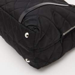 Prada Black Quilted Nylon and Leather Chain Tote
