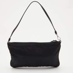 Prada Black Tessuto Nylon and Leather Wristlet Clutch Bag
