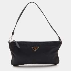 [Excellent Condition] PRADA Triangle Logo Nylon Shoulder Bag Pochette Black