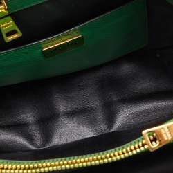 Pre Owned Prada Green Saffiano Leather Promenade Studded Satchel