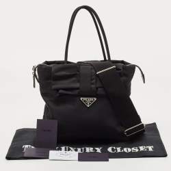 مملوكة مسبقًا Prada Black Tessuto Nylon Bow Tote