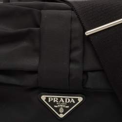 مملوكة مسبقًا Prada Black Tessuto Nylon Bow Tote