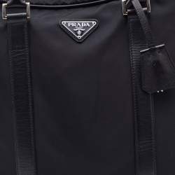Pre Owned Prada Black Nylon and Leather Zip Satchel
