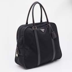 Pre Owned Prada Black Nylon and Leather Zip Satchel